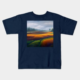 Colorful landscape with forest and clouds Kids T-Shirt